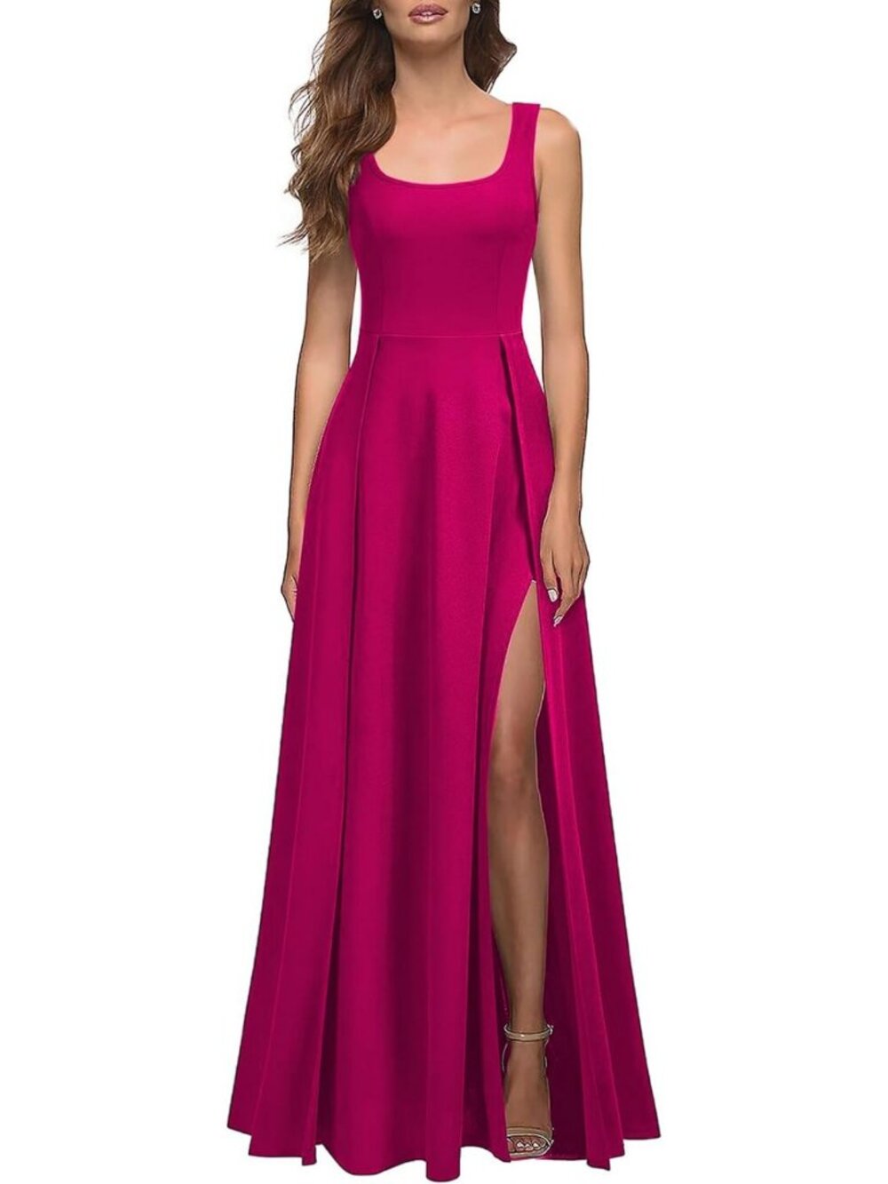 Chic Square Neck Sexy Split Maxi Dress for Cocktail Parties & Formal Events